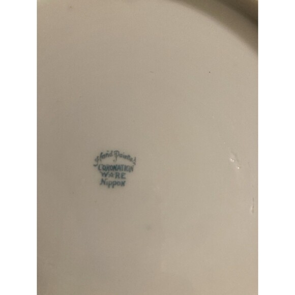 Nippon CORONATION WARE 2 Handle Plate Handpainted Flowers Pink White Japan 9” - Picture 6 of 9